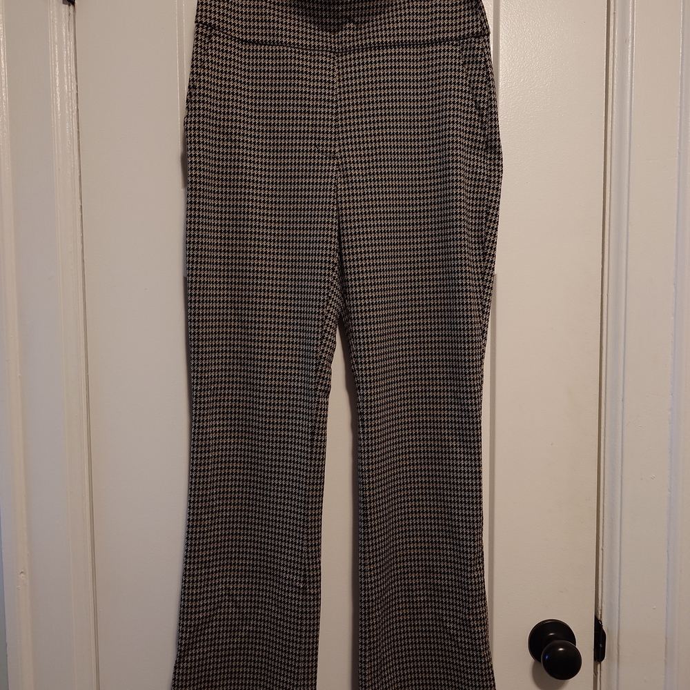 Express Monochrome Houndstooth Flare Pants